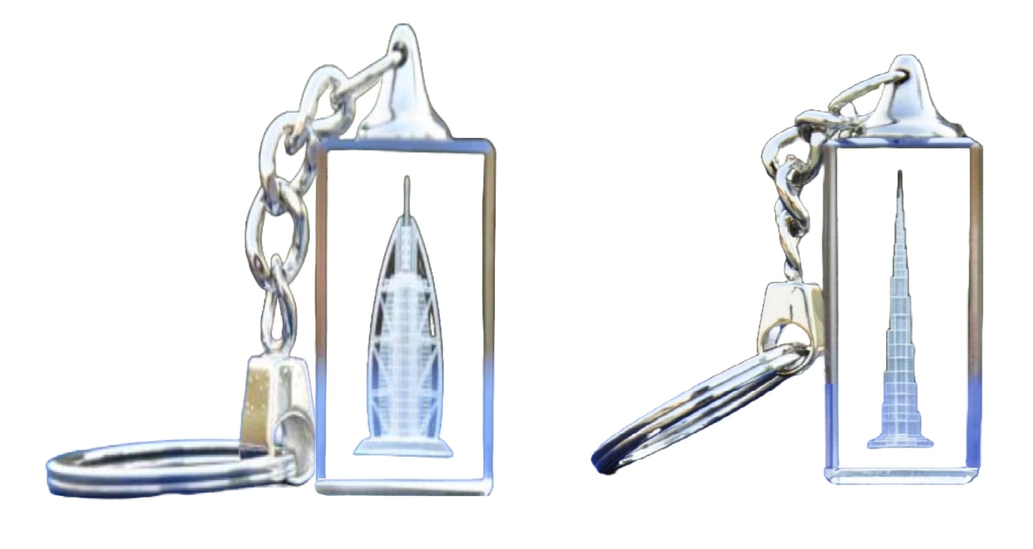 Crystal Glass Paperweight Dubai Abu Dhabi Engraved Souvenirs 3D Model | Office Home Decoration Figurines Art & Collectible with Gift Packing (Burj_Khalifa_Al_Arab)