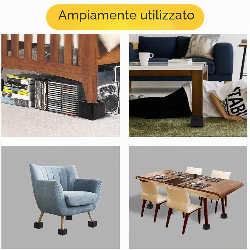 Uping Rialzi per Letto Rialzi per Mobili Alzare Letto Aggiungi Altezze Regolabili di 7 CM o 14 CM (Nero)