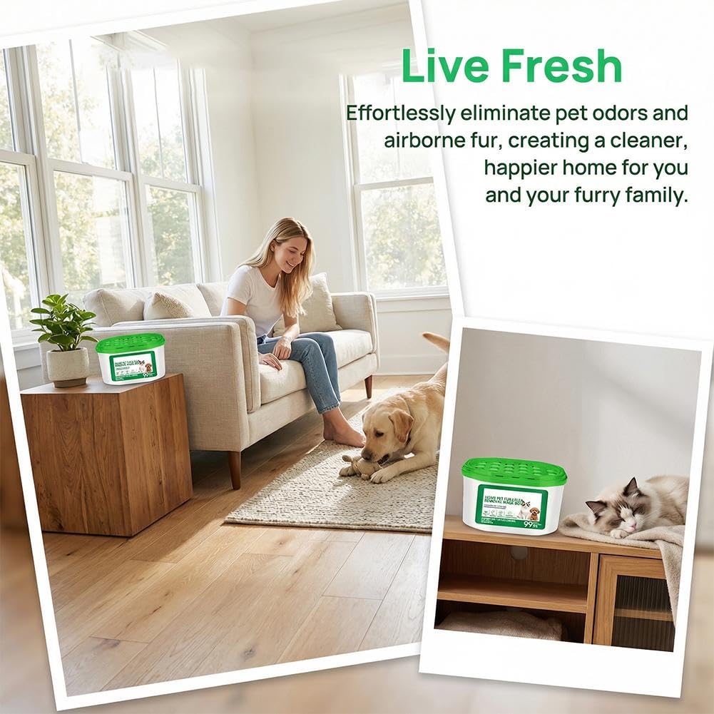 Home Pet Fur & Odor Removal Magic Box, 2026 New Pet Hair Removal MagicBox, 360 All Around Pet Hair Remover Pets Magic Box, Eliminador de olores portátil y colector de polvo, para el hogar, PetAreas