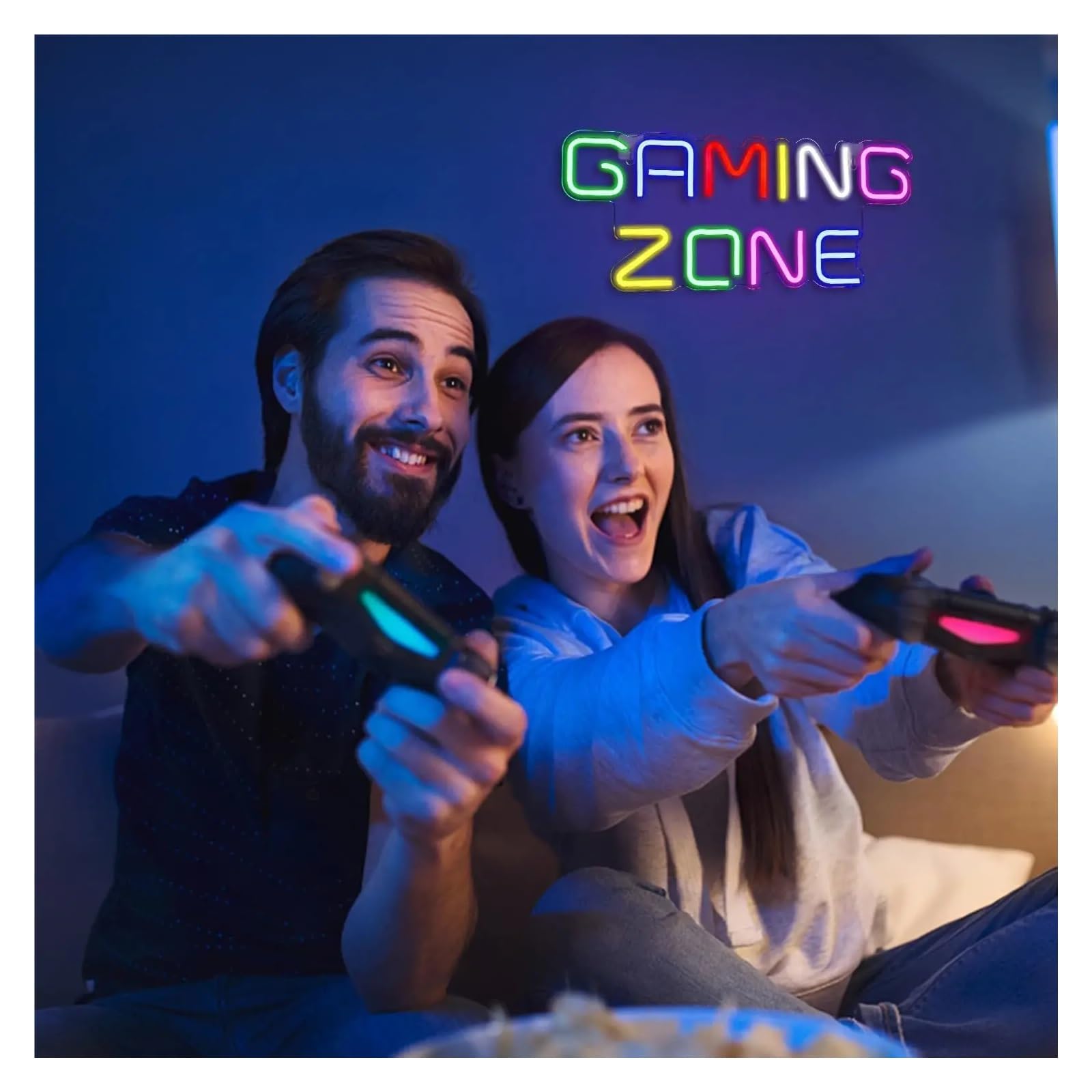Insegna al Neon Gaming Zone Insegna Al Neon Con Lettere Colorate Luce Dimmerabile Per Sala Giochi Decorazione Da Parete Per Caverna Dell'uomo Illuminata 40cmx17cm