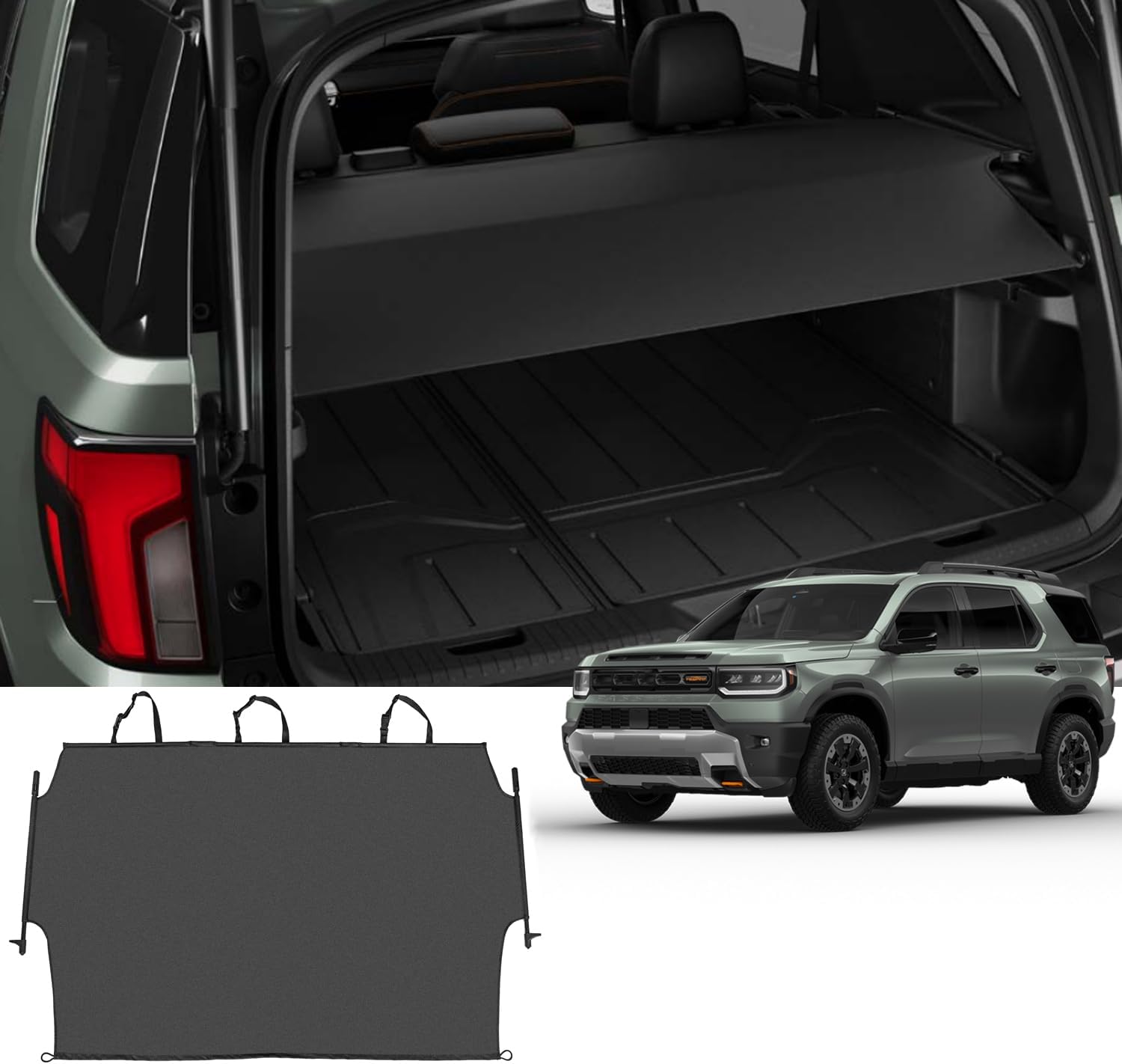 Vesul Retractable Cargo Cover Compatible with All-New Honda Passport 2026 Security Shade Shield Tonneau Cover Rear Trunk Protector Anti-Peeping Luggage Privacy Screen for 2026 Passport color grey