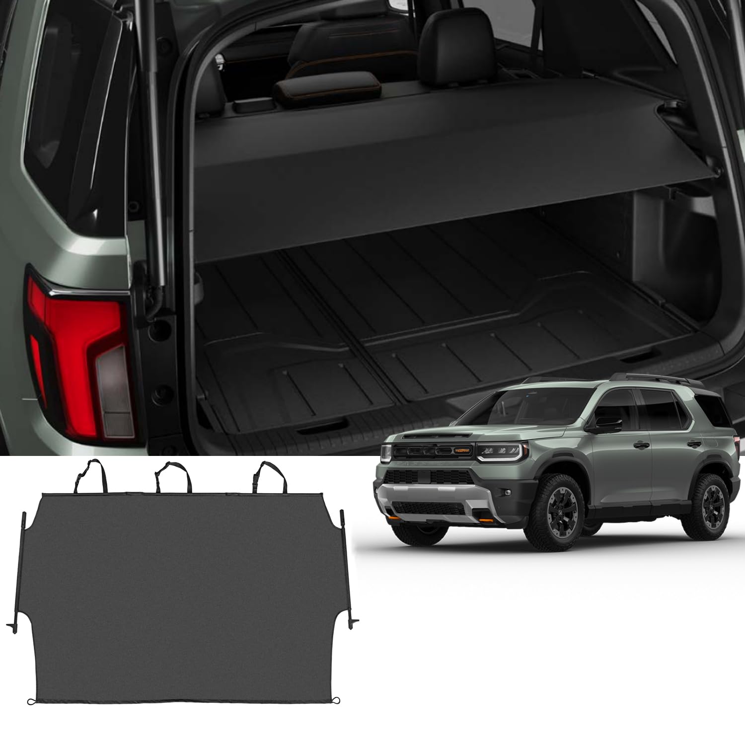 Vesul Retractable Cargo Cover Compatible with Honda Passport 2026 Security Shade Shield Tonneau Cover Rear Trunk Protector Anti-Peeping Luggage Privacy Screen Black