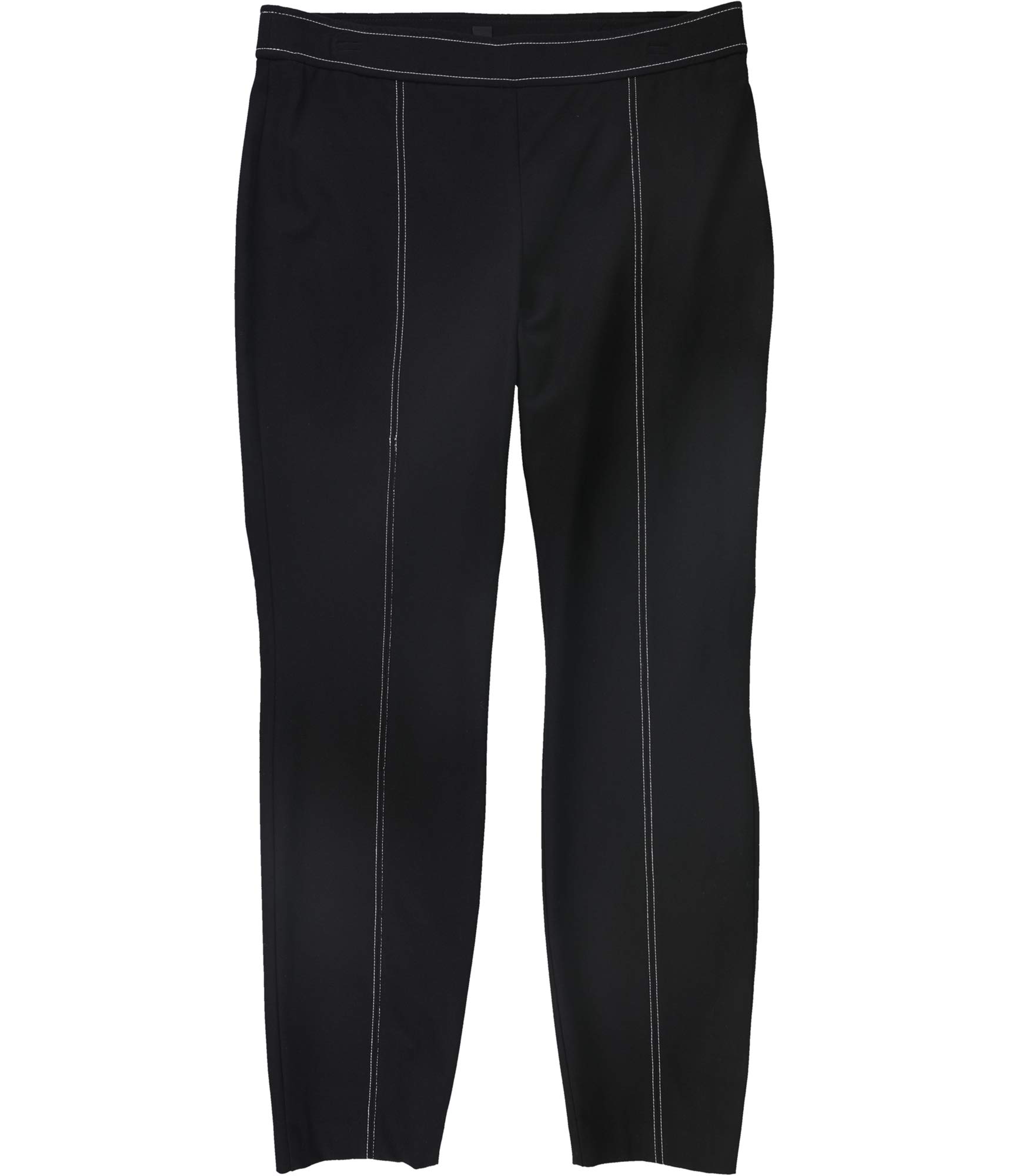 Alfani Womens Contrast Stitching Casual Trouser Pants Black 6