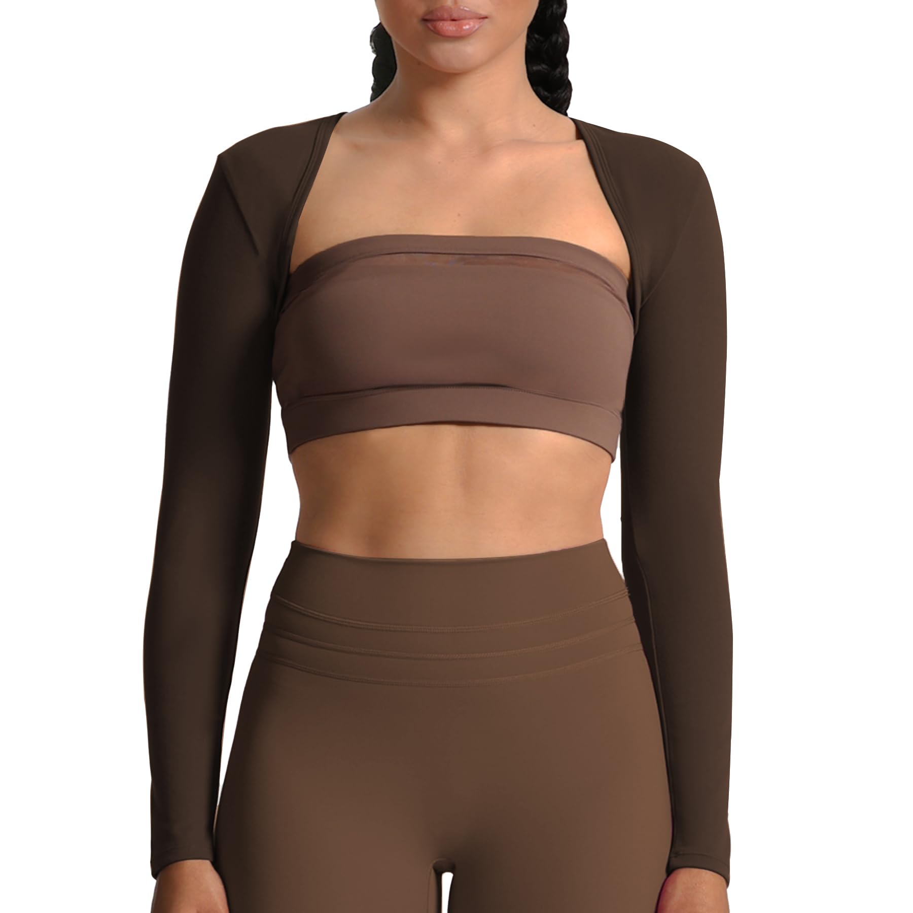 Aoxjox Women's Long Sleeve Open Front Lexi Lined Bolero Shrug Crop Top Cardigan