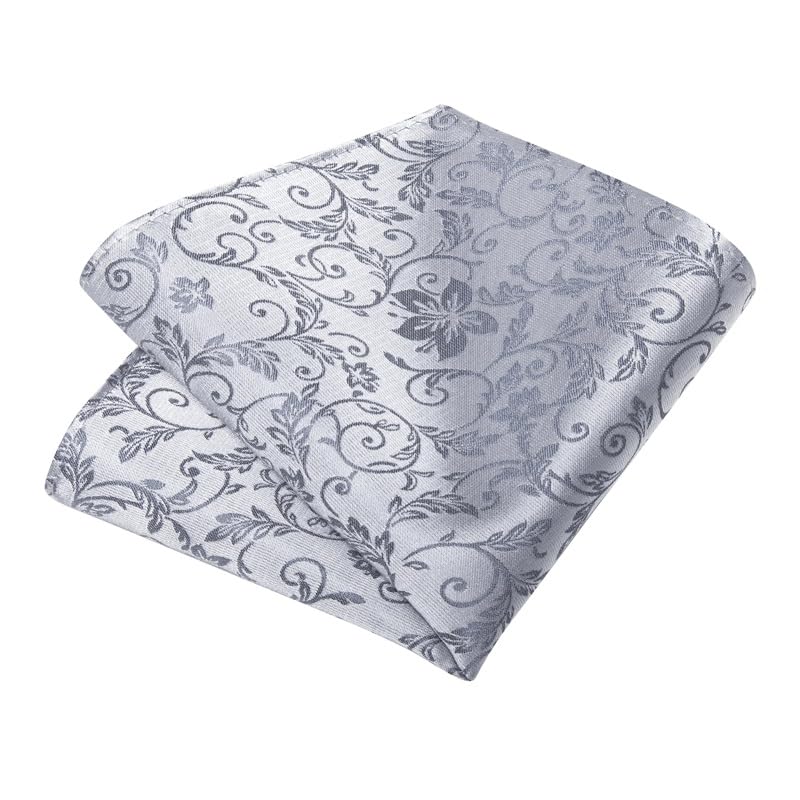 Set clásico de corbatas florales plateadas para hombre miniatura 4