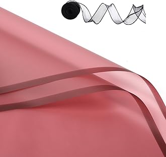 Rumvan Flower Wrapping Paper, 20 Sheets, Waterproof, Floral Bouquet Design, for Wedding, Birthday Gift, DIY Florist Supplies (Red Wine Colour)