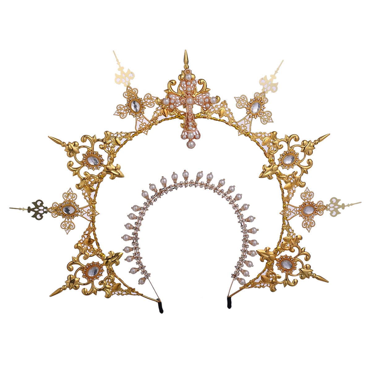 BLESSUME Halo Crown Mary Goddess Headband Women Halloween Costume Headpiece (Gold 18), Gold, 1 Count (Pack of 1) โ image 1