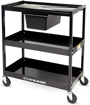 Eastwood Tear Down Table 27x16 Inch Work Space Two Storage Locking Shelves