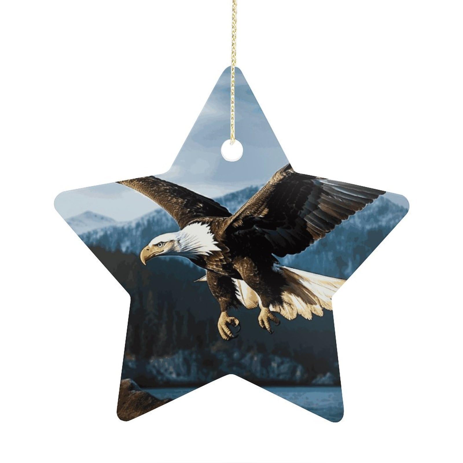 Fodpand Women's Style Eagle At Hunting Ornament With String, Keepsake Hanging Decorations,Ceramic Ornaments For Men Indoor Home Holiday Party Gifts