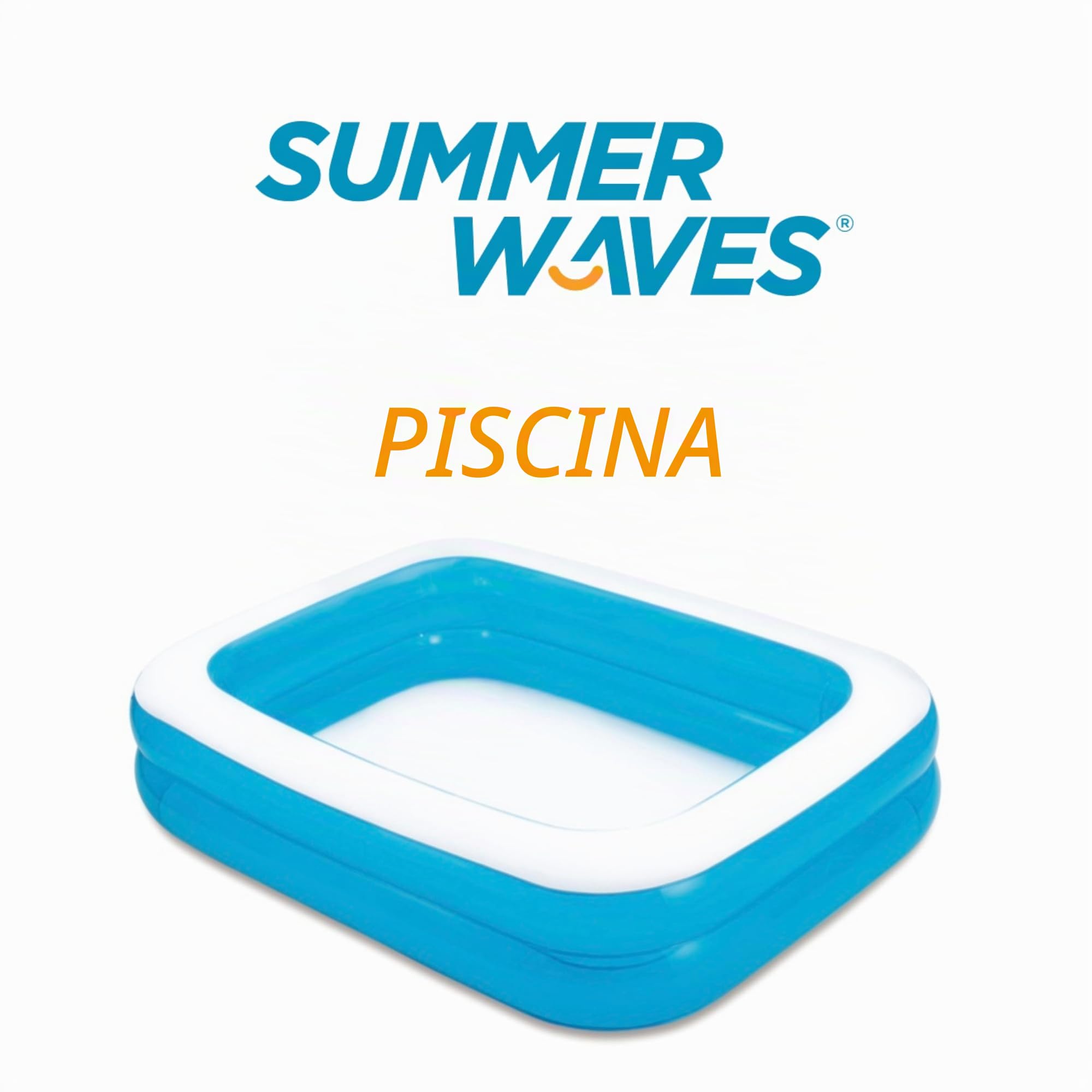 Summer Waves Piscina, Piscina Gonfiabile, Piscina per Famiglie, Piscina da Giardino per Bambini, Piscina Rettangolare, 2 M x 1.50 M x 51 CM