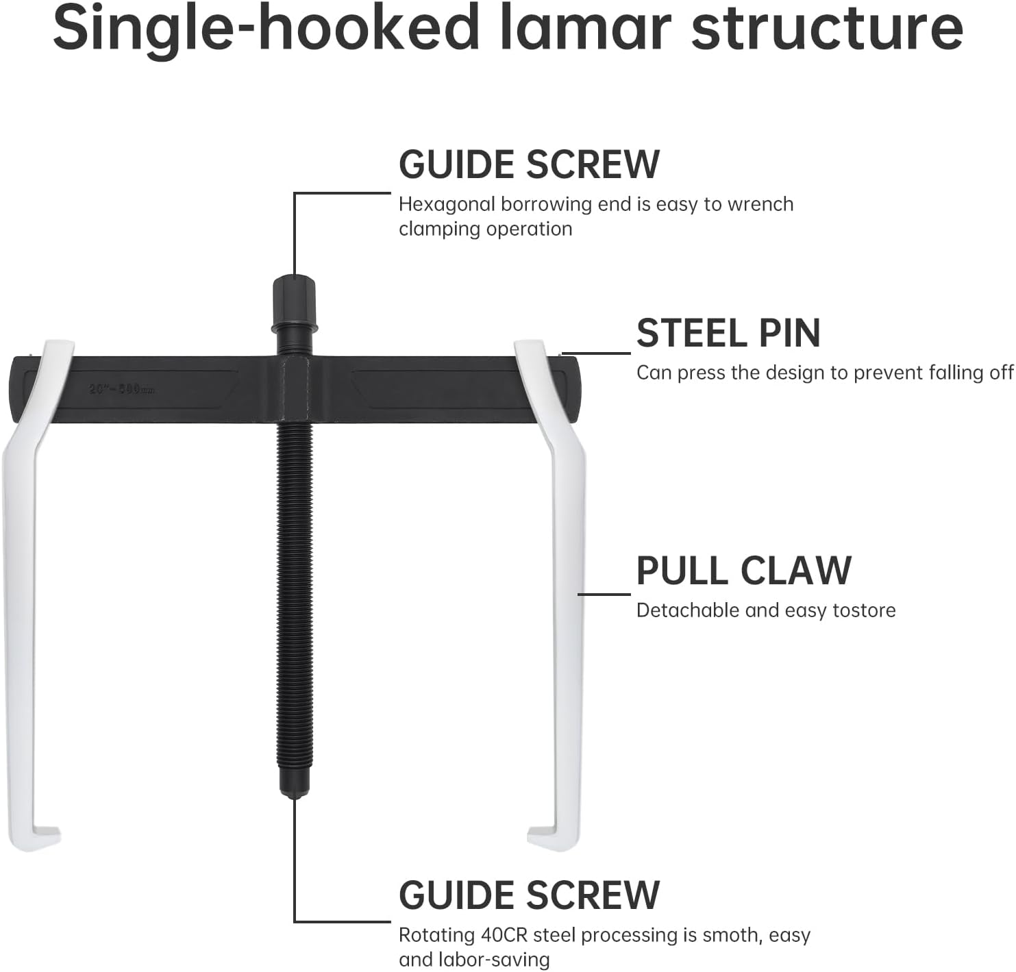 ChgImposs 20 Inch 2-Jaw Gear Puller, Heavy Duty CR-V Adjustable Reversible Bearing Puller Tool for External & Internal Removal of Pulleys, Flywheels, Bearings, Gears, Brake Drums