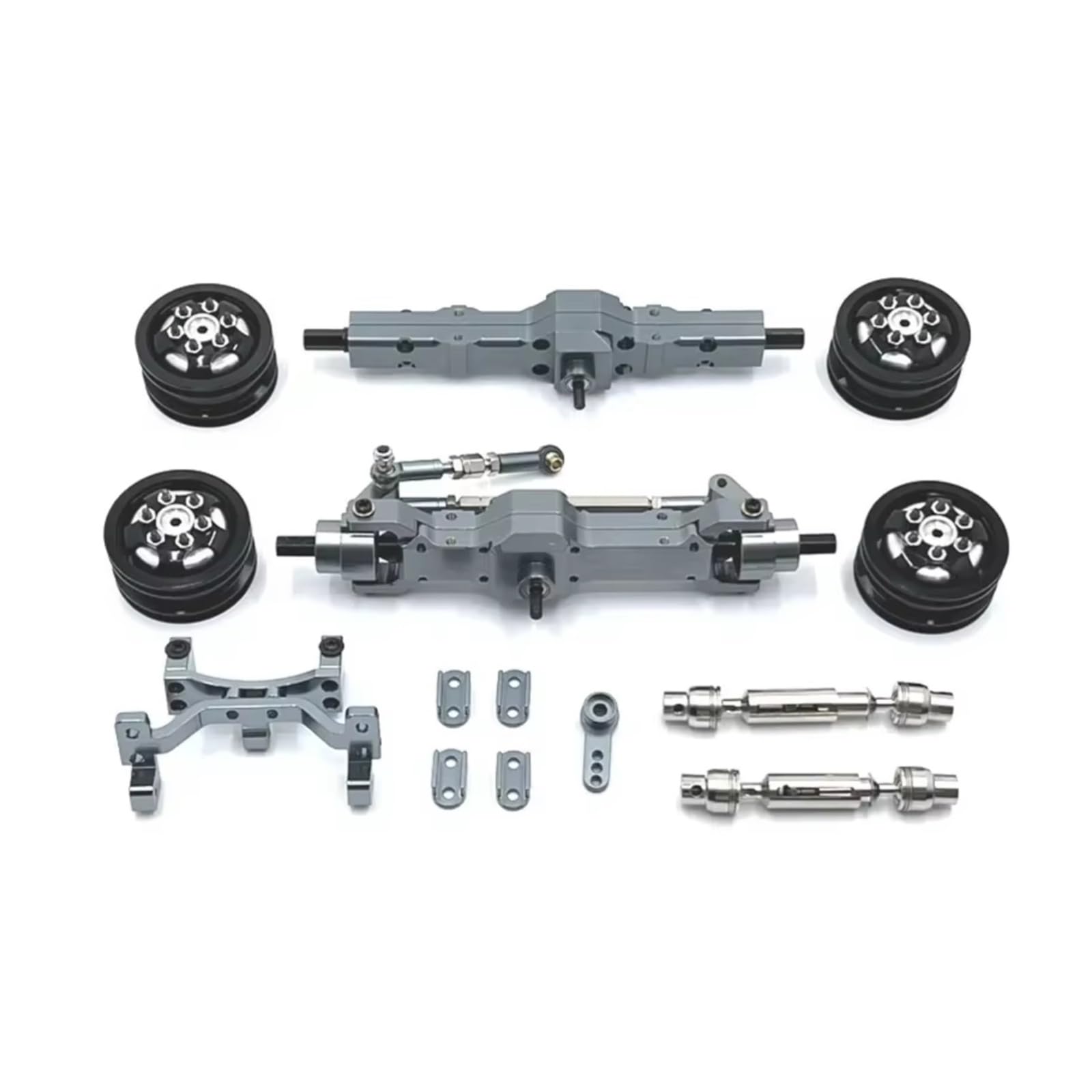 RC Car Accessories for WPL C74 1/10 Metal Upgrade Axle Servo Mount Wheel Hub Drive Shaft Set RC Car Parts Accessories Upgrade and Replacement Use(Gray)