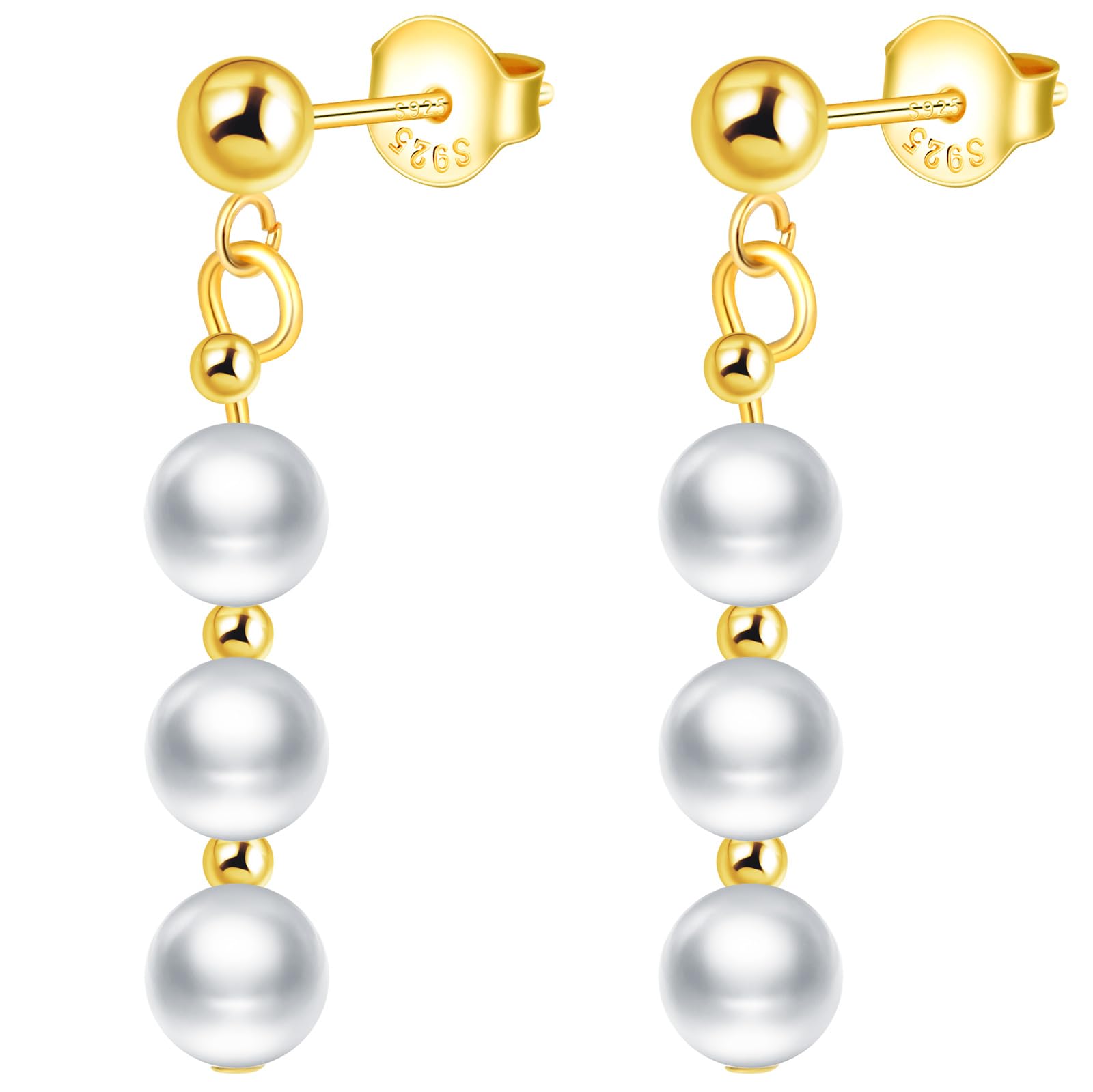 MicLee Orecchini In Argento 925 Con Perle Di Conchiglia - Eleganti E Ipoallergenici Per Donne E Ragazze
