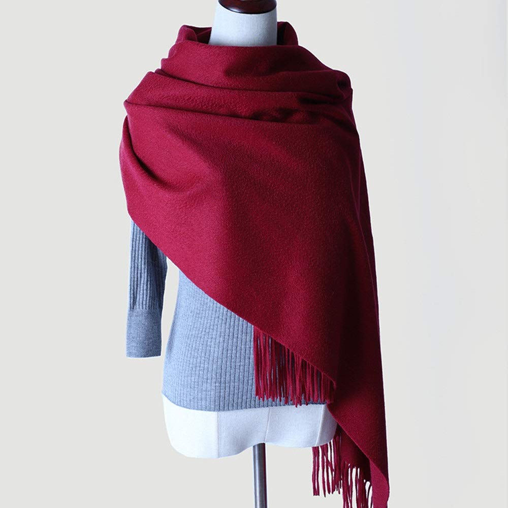 Bufanda De Invierno Para Mujer, Color Sólido, Acogedor, Casual, De Punto, Cómodo, Con Borlas, Grueso, A La Moda, Cómodo, Suave, Largo, Grande, Azul-cielo