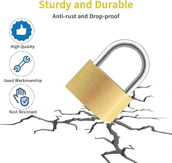 4pcs Solid Brass Padlock with Key, Small Pad Lock with Key