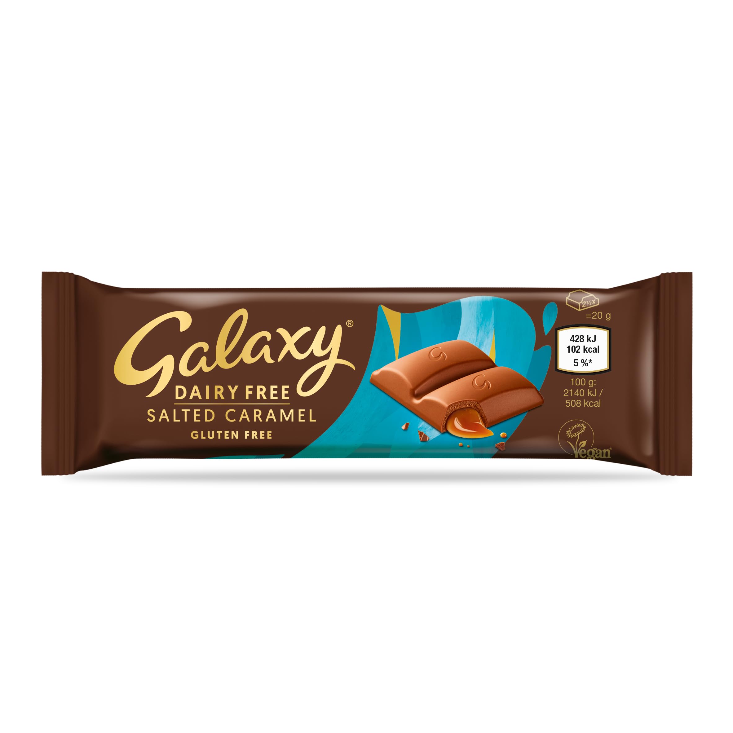 Galaxy Dairy Free Chocolate Bar – Salted Caramel – Dairy Free, Vegan, Plant-Based, Smooth & Creamy, Gluten Free, Milk Alternative, Suitable for Vegans, Lactose Free, Vegan Snack, Multipack, 24x40g