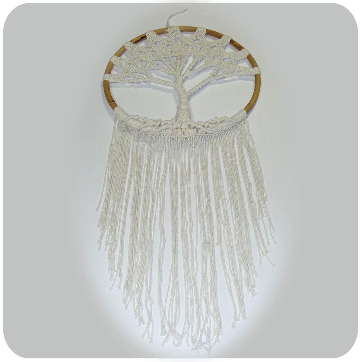 Simandra traditioneller handgefertigter Traumfänger mit Lebensbaum im Makramee Stil – hängender Boho Dreamcatcher mit Lebensbaum aus natürlichen Materialien handgefertigt – 55 x 137 cm