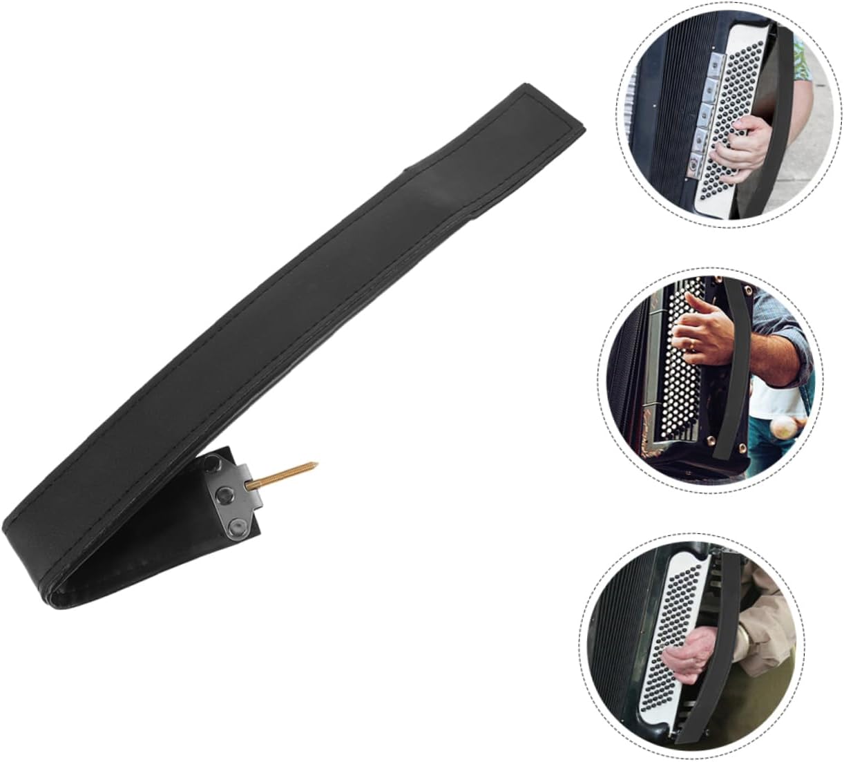 Black Cowhide Left Hand Accordion Strap for Bass Accordion Players