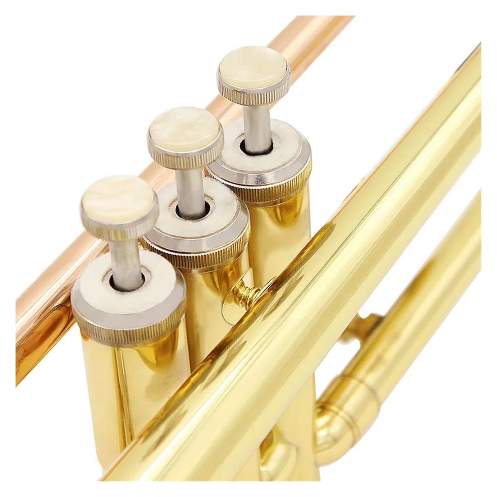 trąbka instrument Profesjonalna muzyczna trąbka Bb B płaski materiał mosiężny Trompeta instrument dęty z akcesoriami do futerału na ustnik(Color:Gold Silver)