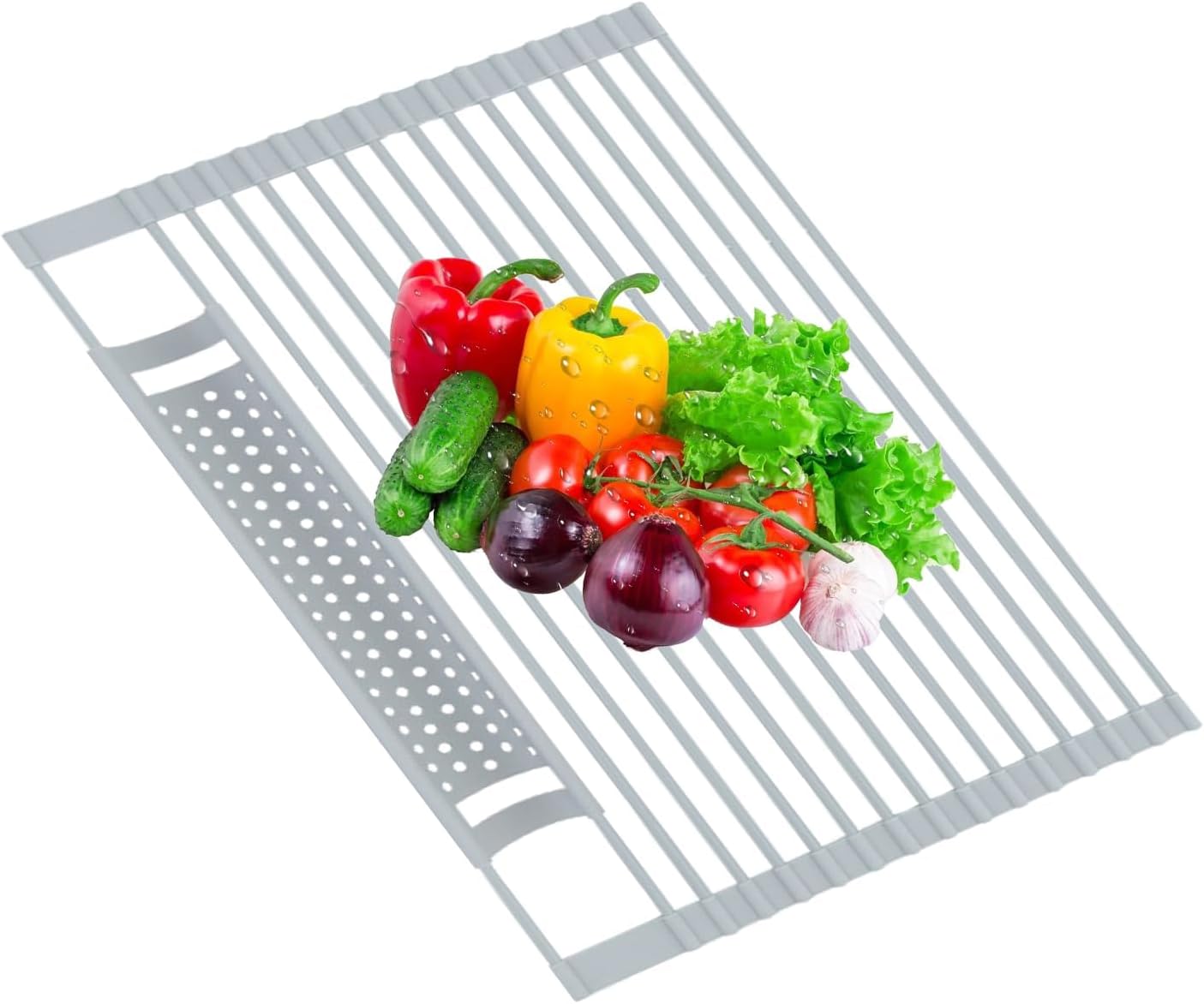 Foldable Silicone Drain Rack, Dish Drying Rack for Sink, Space Saving Storage for Bowls Utensils Chopsticks, Non-Slip Collapsible Kitchen Organizer