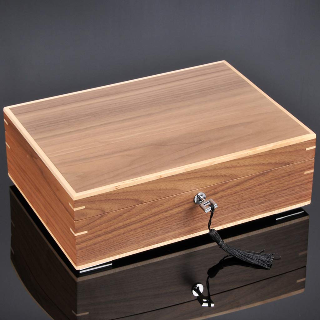 Scatola Porta Orologi da Uomo, Organizer in Legno con 10 Scomparti, Custodia Porta Gioielli da Donna e bracciali con Serratura in Metallo.