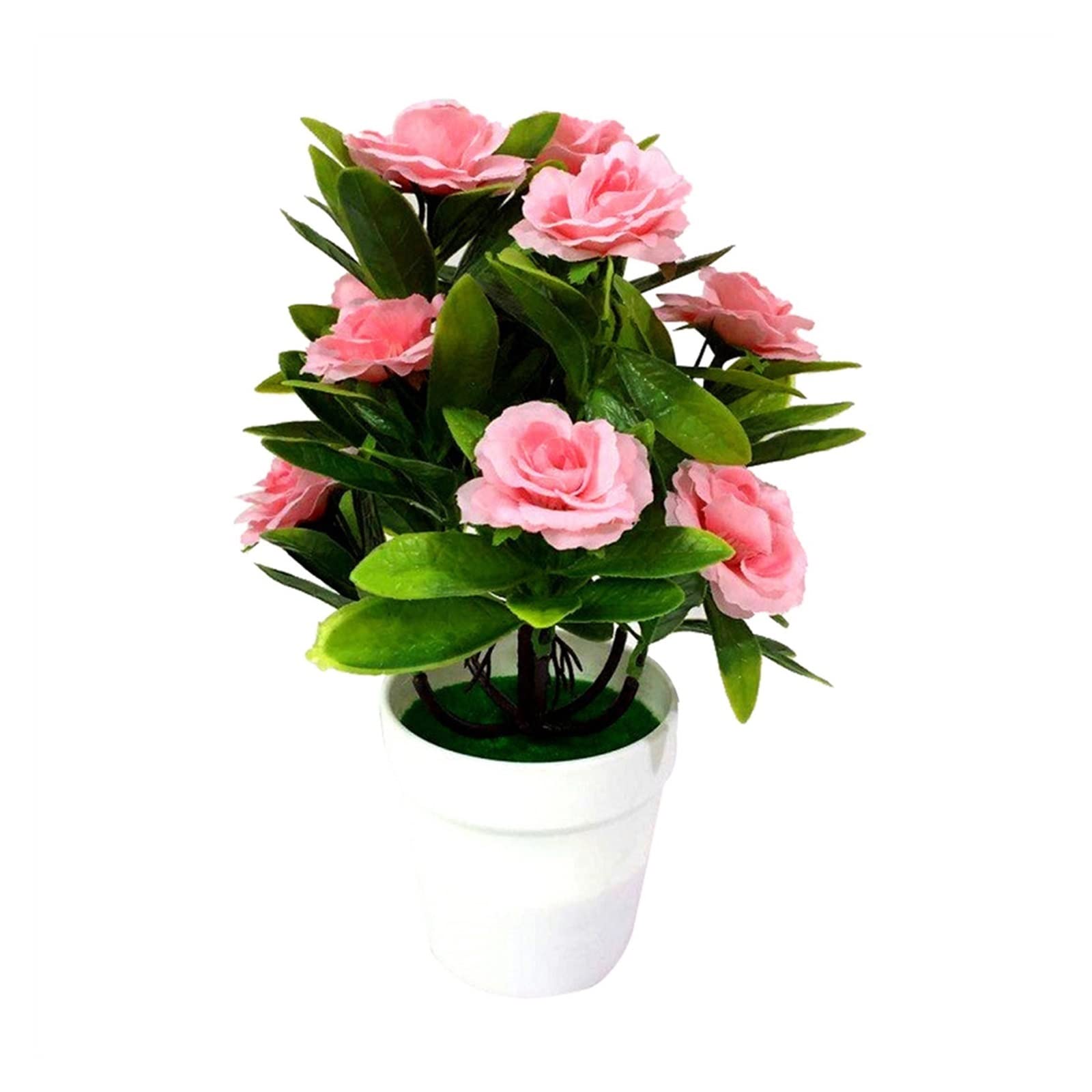 Plante artificielle rose en pot marron pour decoration de bureau