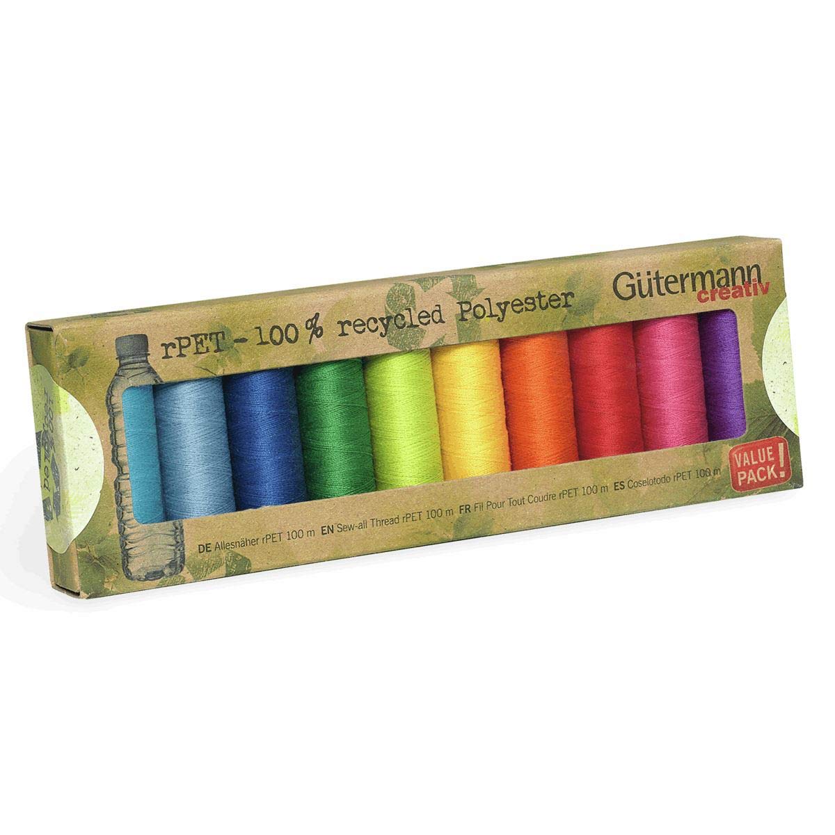 Gutermann Sew-All rPET - Juego de hilos de poliéster, 10 carretes