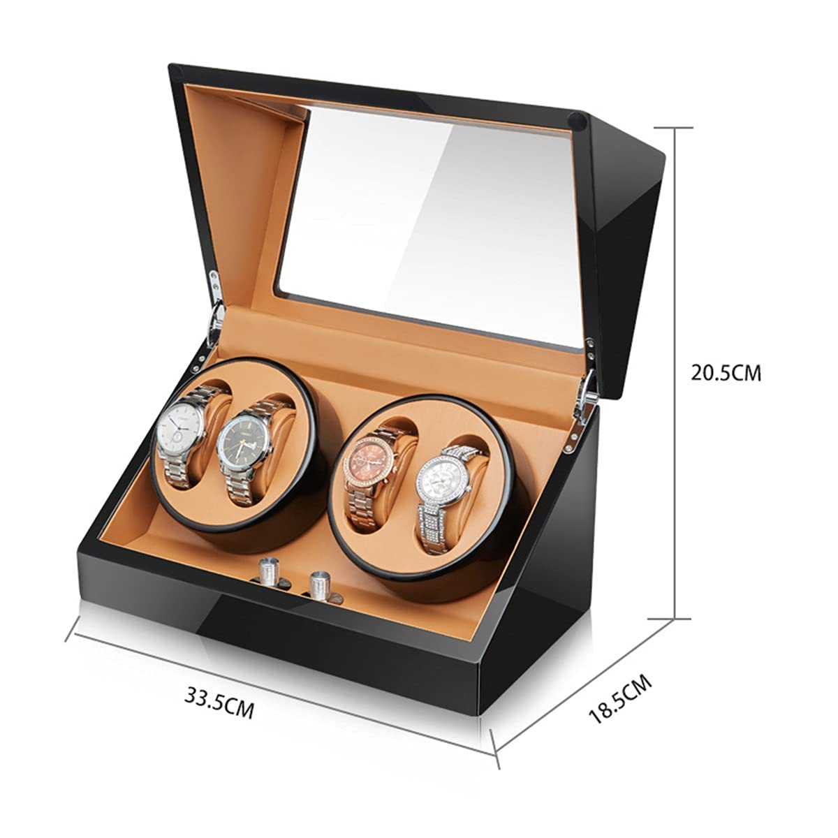 Caja expositora para Relojes, enrollador de Relojes para 4 Relojes automáticos, Estuche de Almacenamiento de Lujo para Relojes mecánicos, Carcasa de Madera, Caja giratori，G