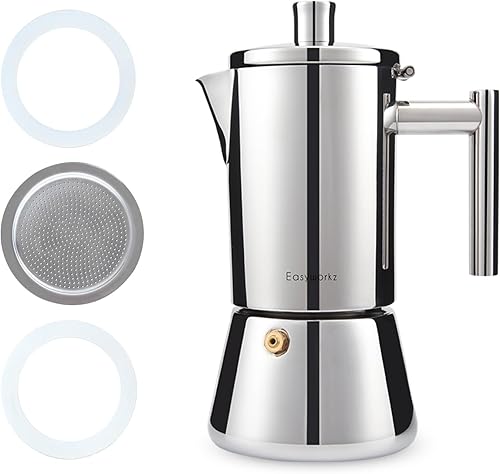 Easyworkz Diego - Máquina de café expreso para estufa, 12 tazas de 17.5 onzas, incluye sellos de junta de silicona y reemplazo de pantalla de filtro