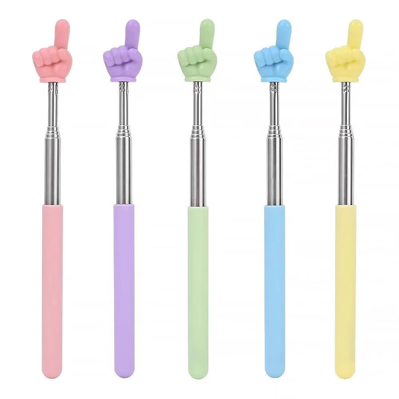 Jidyllic Telescopic Teachers Finger Pointer,5 Pcs Stainless Steel Finger Pointer Stick Mini Retractable Finger Pointer Stick for School Teacher Auxiliary Tools Retractable Teacher Pointer