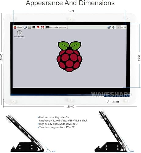 Miniatura 5 de waveshare Kit de pantalla compatible con Raspberry Pi 4 Modelo B 7 pulgadas LCD táctil capacitiva micro tarjeta y etc.