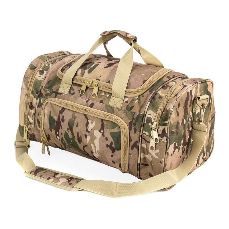 Versatile Sports & Travel Duffel Bag with Shoe Compartment Beige Camo