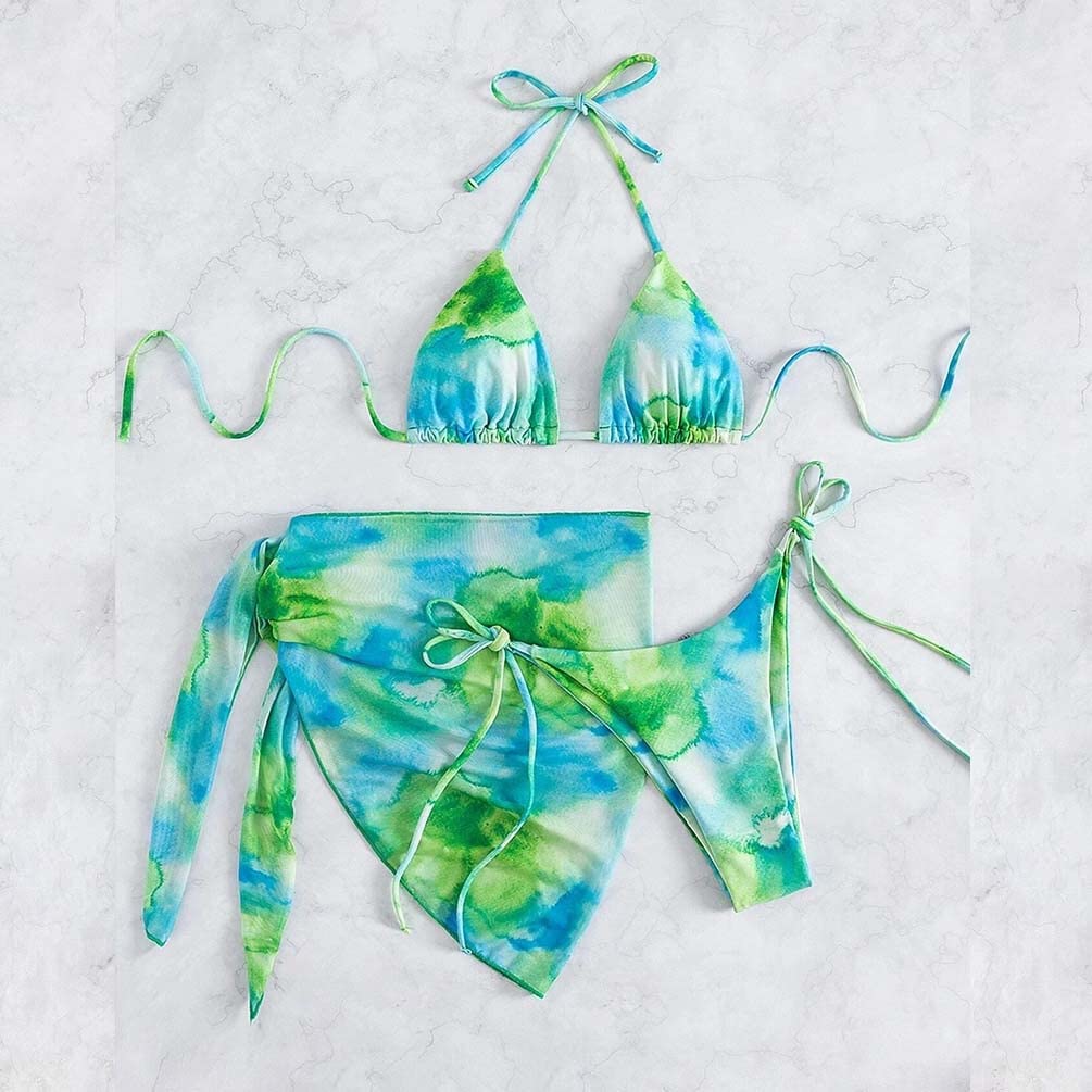 Bikini Da Donna Set 3 Pezzi Costume Da Bagno Camicetta Con Stampa Floreale Costume Da Bagno Con Spacco In Vita Costume Da Bagno Tankini Abbigliamento Da Spiaggia Costumi da Bagno ( Color : B , Size :