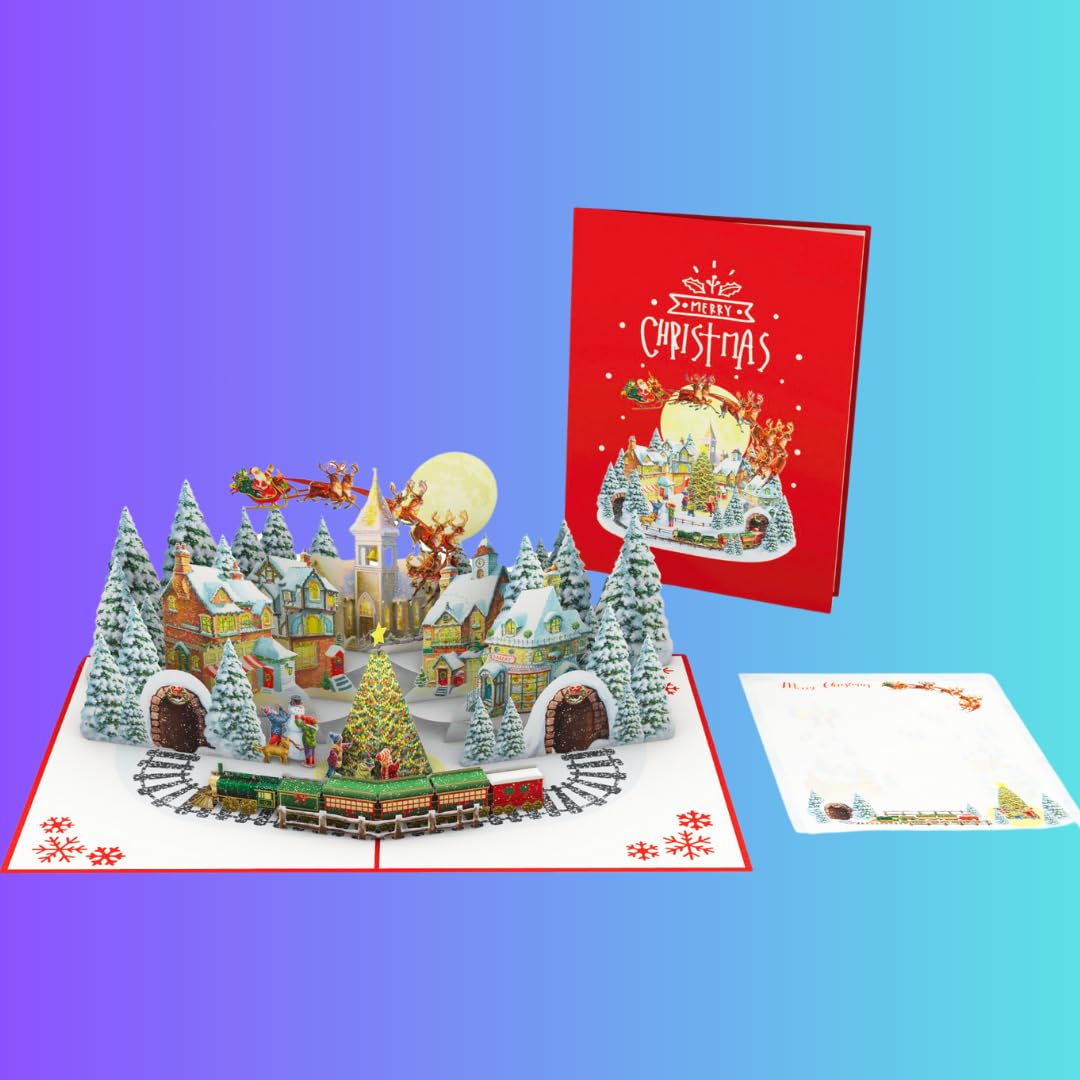 Pop-Up-Weihnachtskarte 3D – 15,2 X 20,3 Cm, Handgefertigt – Mit Umschlag Für Weihnachtsgrüße
