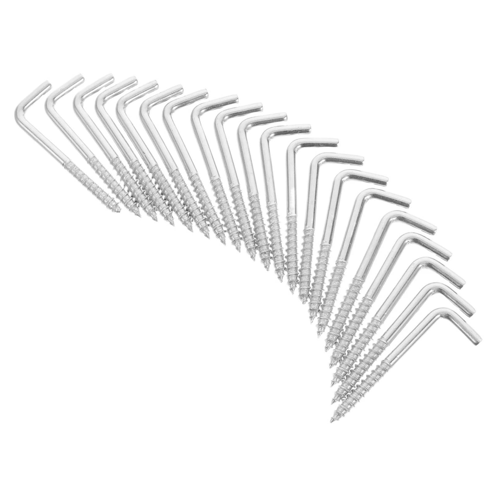 CIGPKLO L Shaped Hooks Screw 20Pcs L Shape Screw Hooks Heavy Duty Metal for Hanging Pictures Mirrors Jewelry Keys Coffee Cups