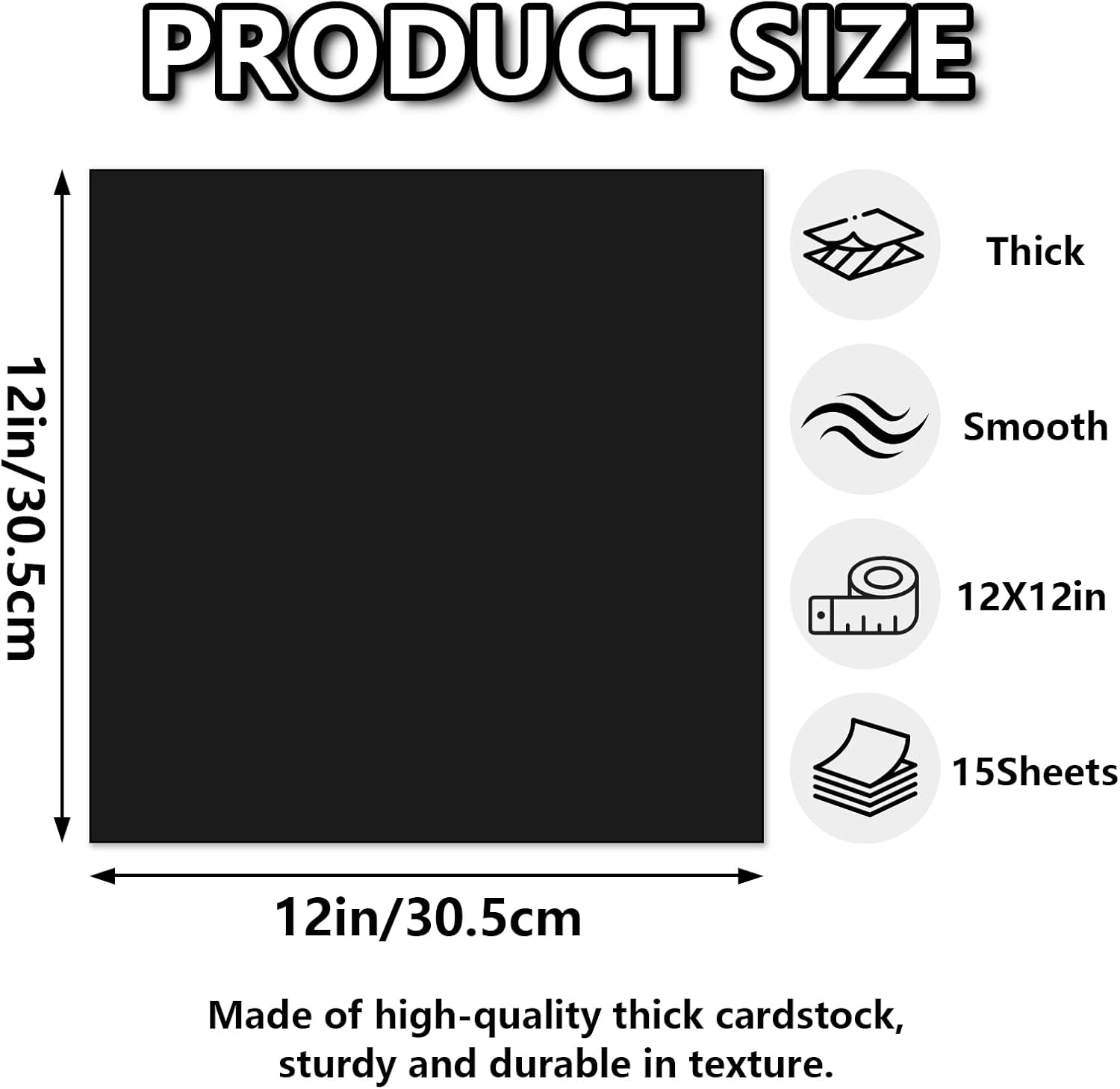 15 Sheets Black Cardstock 12"x12",250gsm/90lb Heavyweight Cardstock Paper, Thick and Smooth Card Stock Perfect for Card Making, Scrapbooking and Crafts