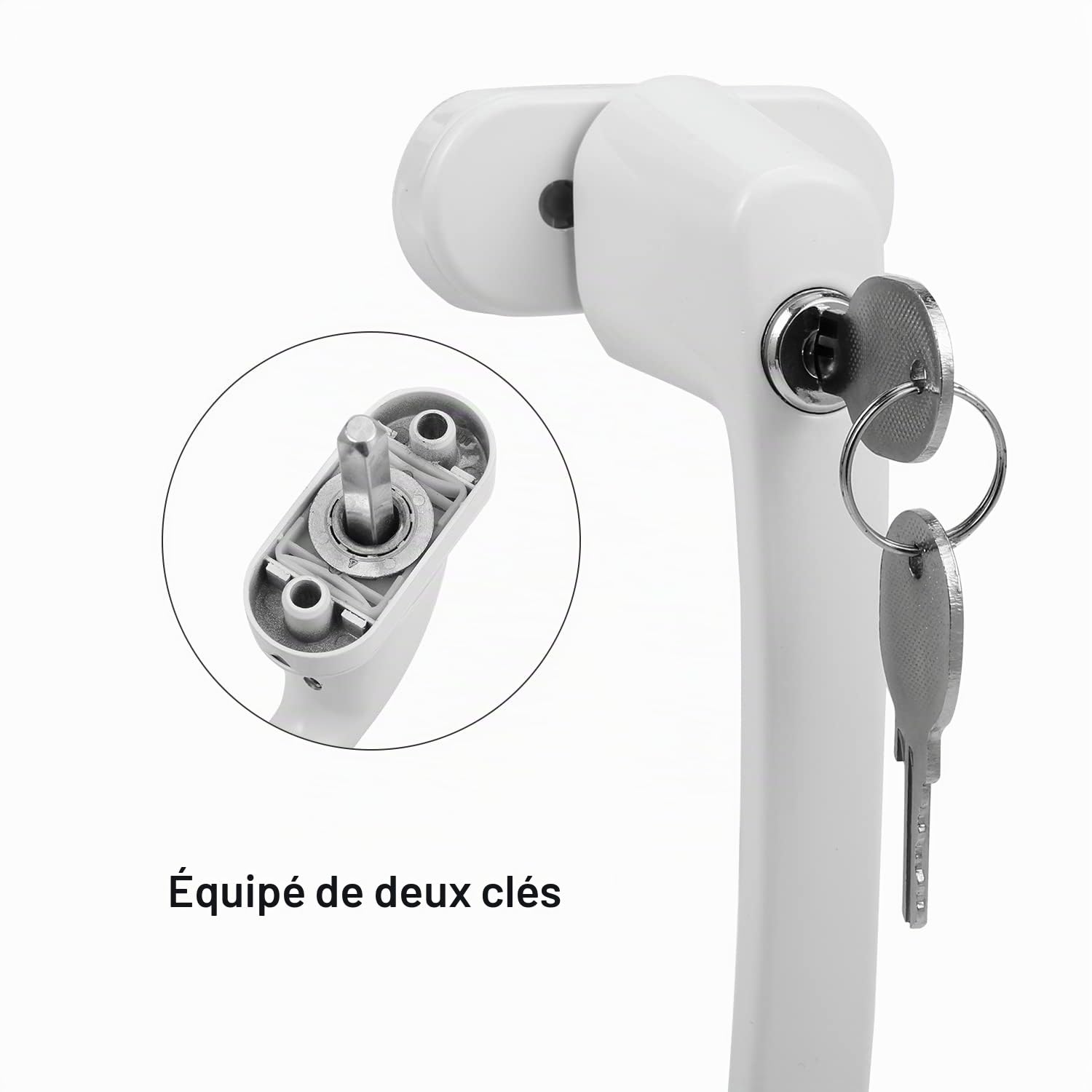Sonnewelt Lot de 16 poignées de fenêtre verrouillables, sécurité enfant, poignées de fenêtre en aluminium avec serrure, serrure de fenêtre blanche, poignées de fenêtre verrouillables en position