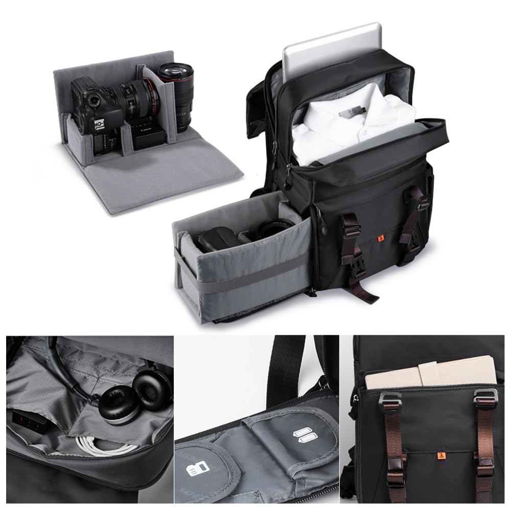 Borsa Reflex Zaino for fotocamera fotografico con copertura antipioggia Cinghie di fissaggio for treppiede for laptop da 15,6 pollici e reflex DSLR