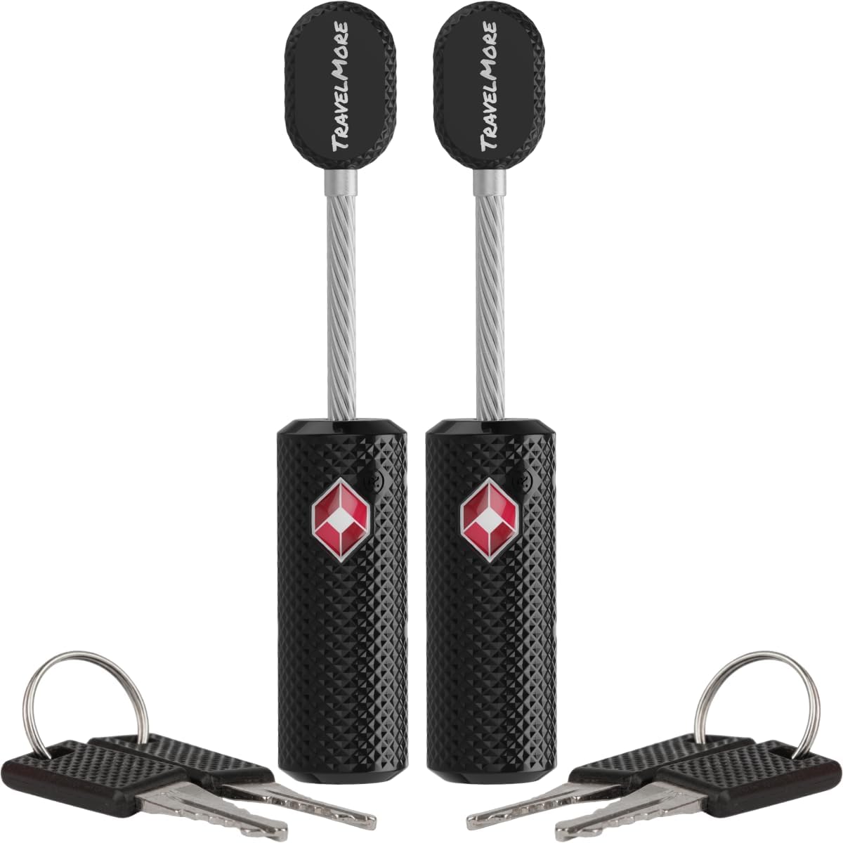 2-Pack TSA Approved Luggage Locks with Keys for Travel | Flexible, Ultra Secure Mini Key Padlocks Made from Zinc Alloy | Luggage Locks | TSA Locks | Black