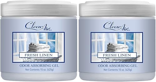 Clear Air Gel absorbente de olores  Ambientador y eliminador de olores  Absorbe olores en baños, automóviles y vehículos recreativos  Hecho con