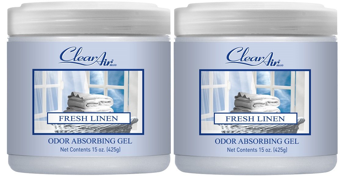 Clear Air 15oz Gel Odor Eliminator - Absorb Remove Strong Odors from Pets in Bathrooms Basements Garage Cars