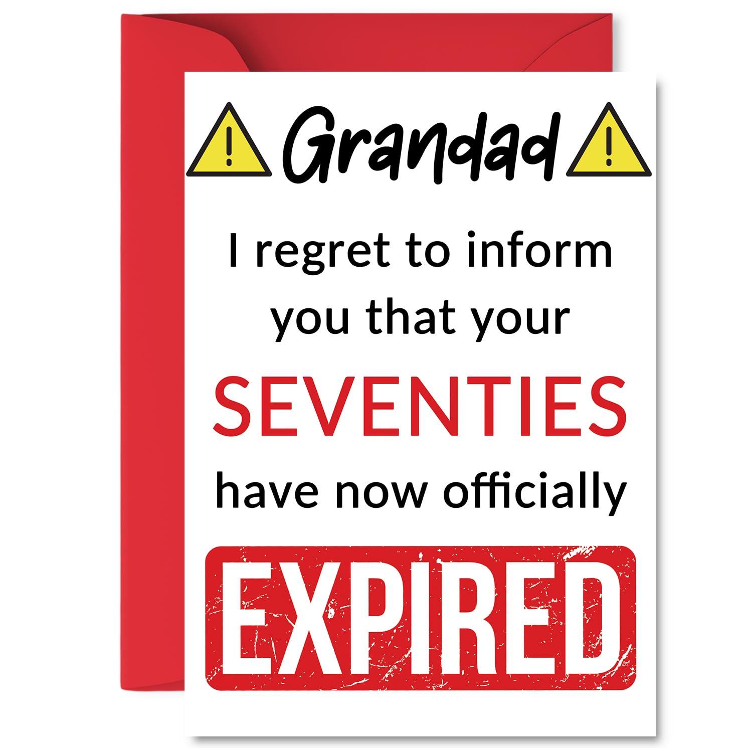 Funny 80th Birthday Cards for Grandad - Your Seventies Have Expired - Happy Birthday Card for Grandad Grandpa from Grandson Granddaughter, A5 Banter Joke Humour Bday Greeting Cards Gift