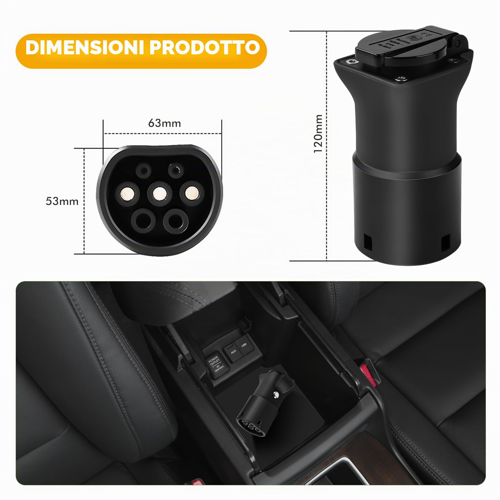 Adattatore V2L per Auto, Adattatore Tipo 2 Schuko 3.5kW 16A 220V per MG4 MG5 ZS MARVEL R IP54 UL94 V-0 per Emergenza Campeggio Alimentazione Dispositivi