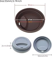 Vista 2 de Silicone Cup Covers, Reusable Silicone Lids for Mugs Cups Flexible Mug Covers Hot Cup Lids for Coffee - White 2Pcs