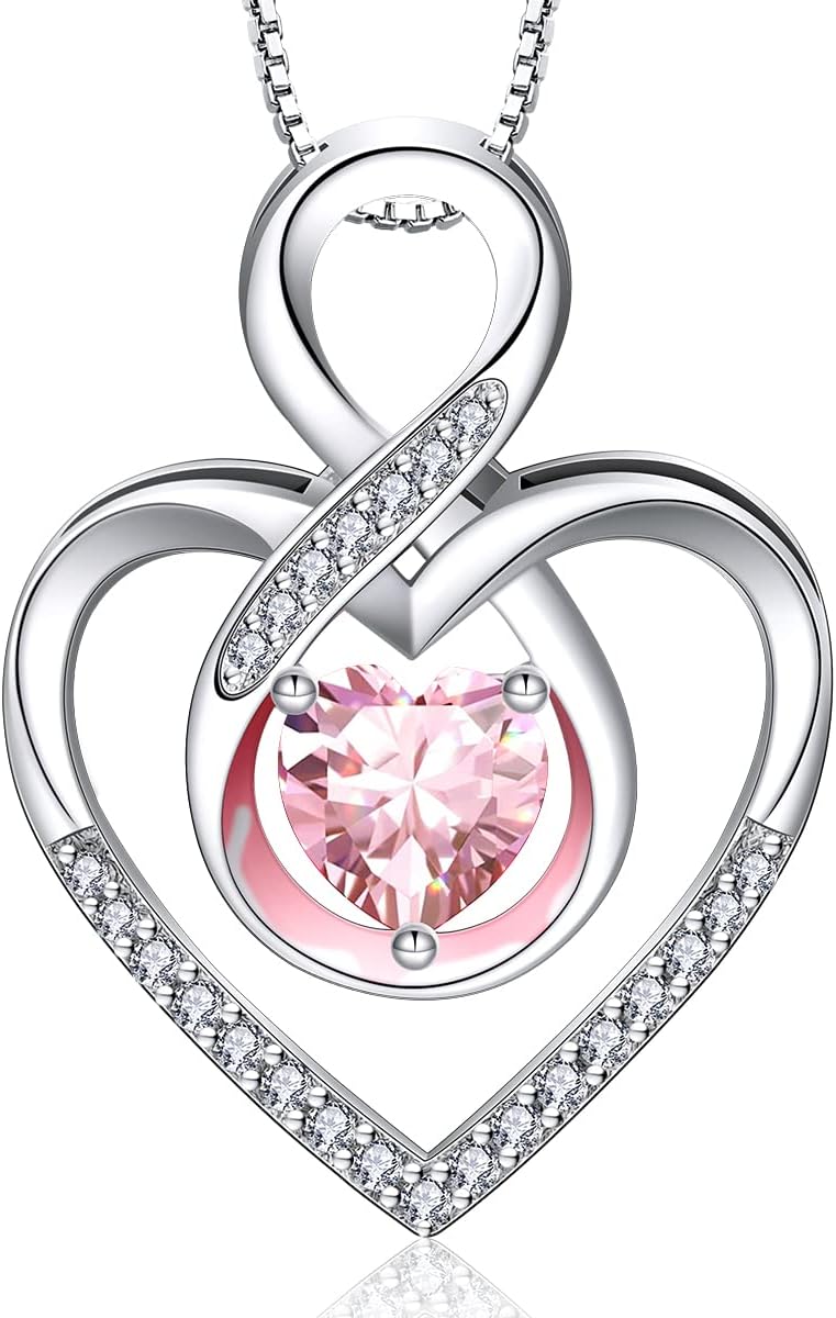 RIVIKO Infinity Heart Symbol Necklace for Women 925 Sterling Silver Love Heart Pendant Valentine's Day Anniversary Birthday Christmas Jewelry Gifts for Women Mom Wife Sister Her Friends