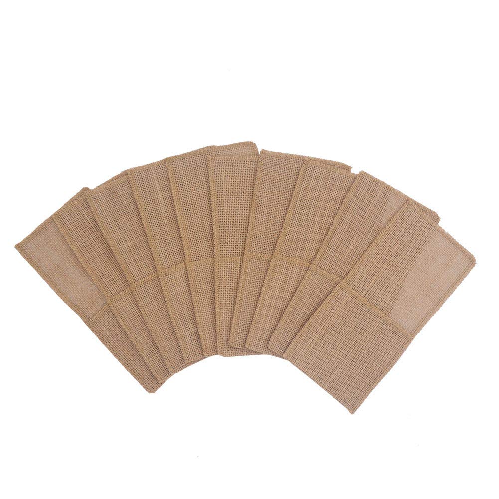 Scf2017 Multicolor 10Pcs Hessian Burlap Cutlery Holder Pouch Wedding Party Table Decor(Blank)