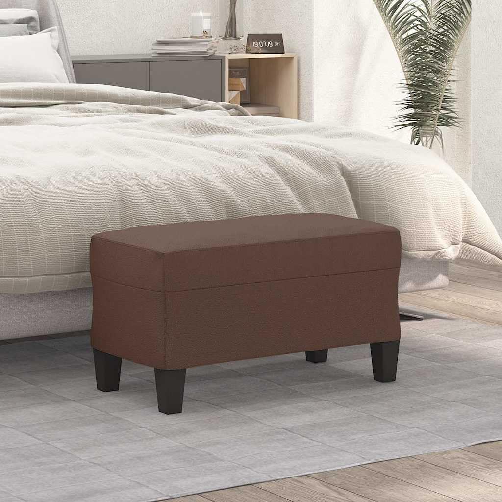 Banco marrón 70 x 35 x 41 cm piel sintética acolchada con espacio de almacenamiento, tapa plegable y marco de madera, baúl multifuncional como reposapiés, asiento para pasillo, dormitorio