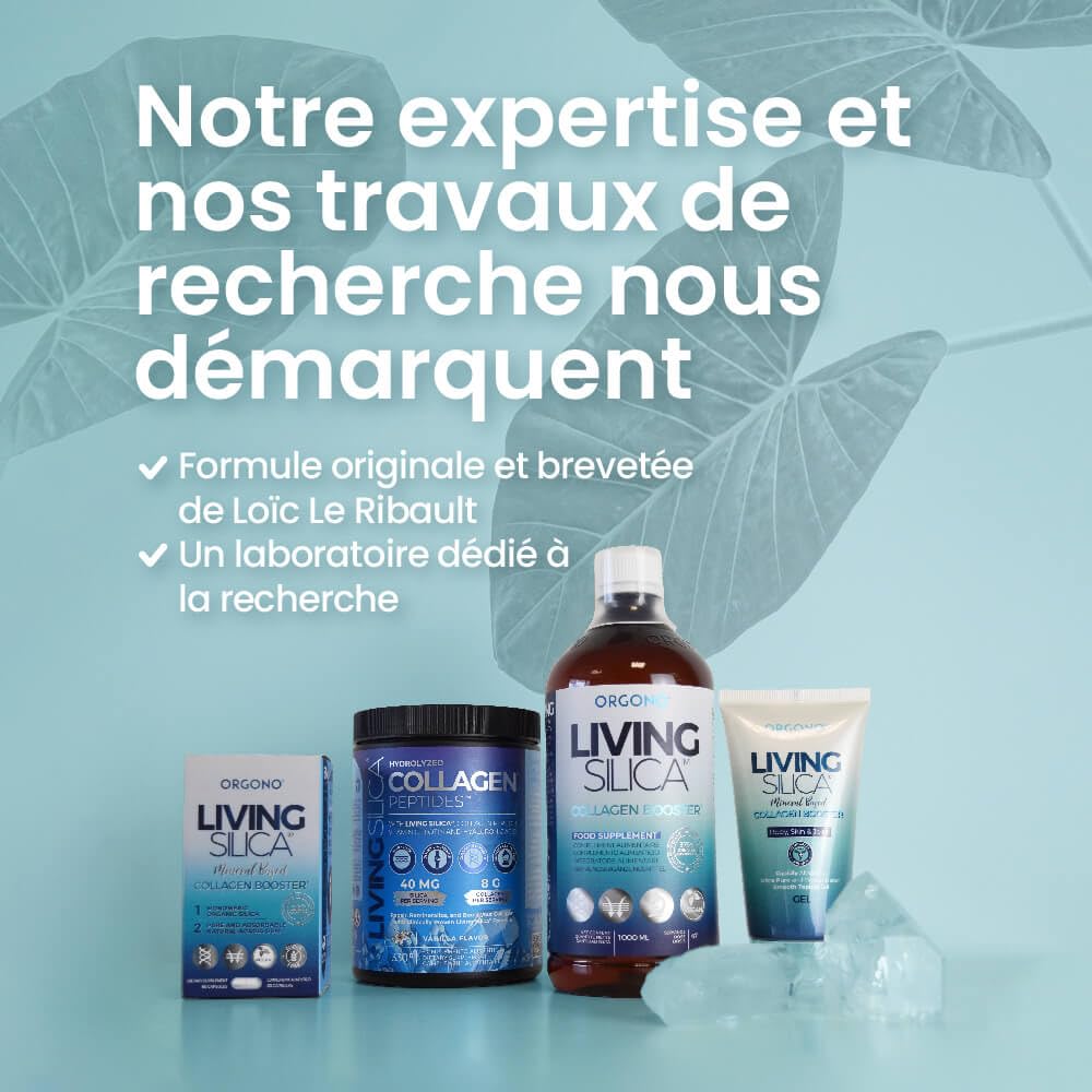 Orgono Living Silica Collagen Booster. Complément de Silicium Liquide pour Stimuler la Production de Collagène Natif. Complément Alimentaire Collagène pour Os et Articulations. 1 000 ml