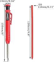 Vista 3 de EXcraft - Lápices mecánicos de carpintero, paquete de 2, 6 recambios de agujero profundo con afilador integrado para arquitecto, construcción