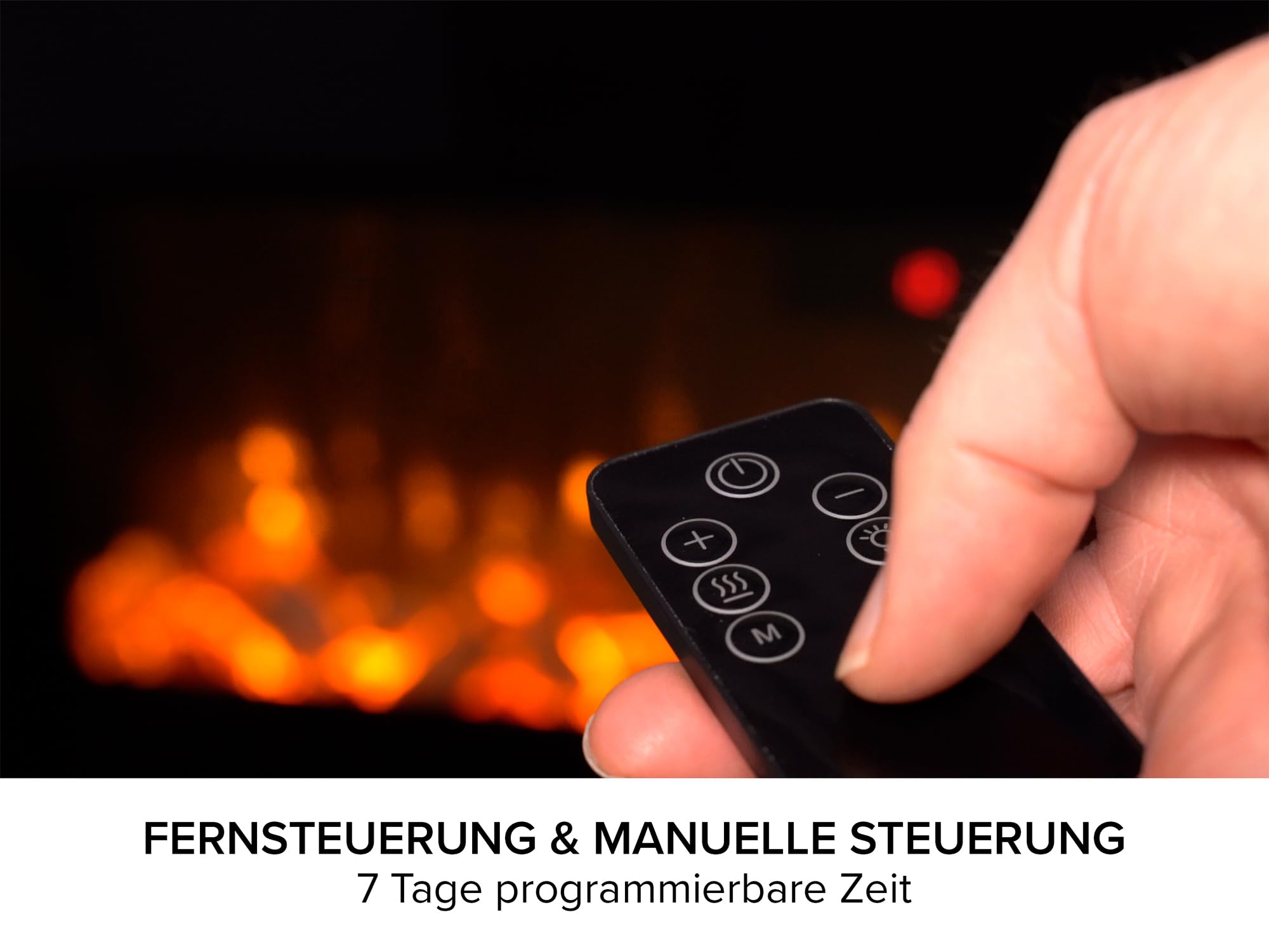WM-9334 Elektrischer Wandkamin mit Fernbedienung in Schwarz, 66 cm